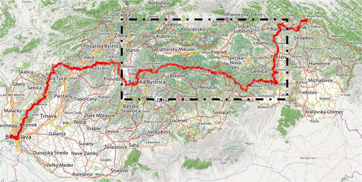 caminhadas mapa Eslováquia