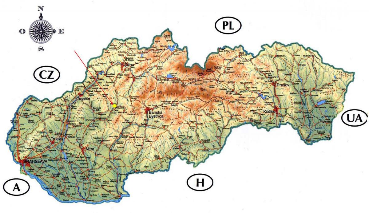 mapa da Eslováquia castelos