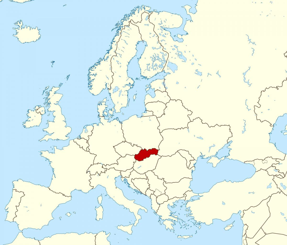 mapa da Eslováquia mapa da europa