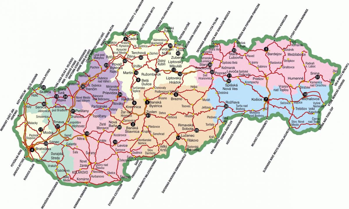Eslováquia atracções turísticas mapa