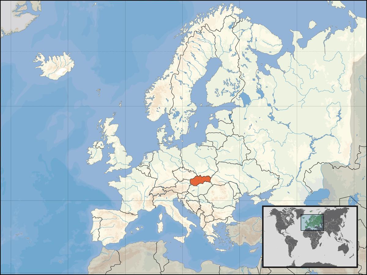 Eslováquia localização no mapa
