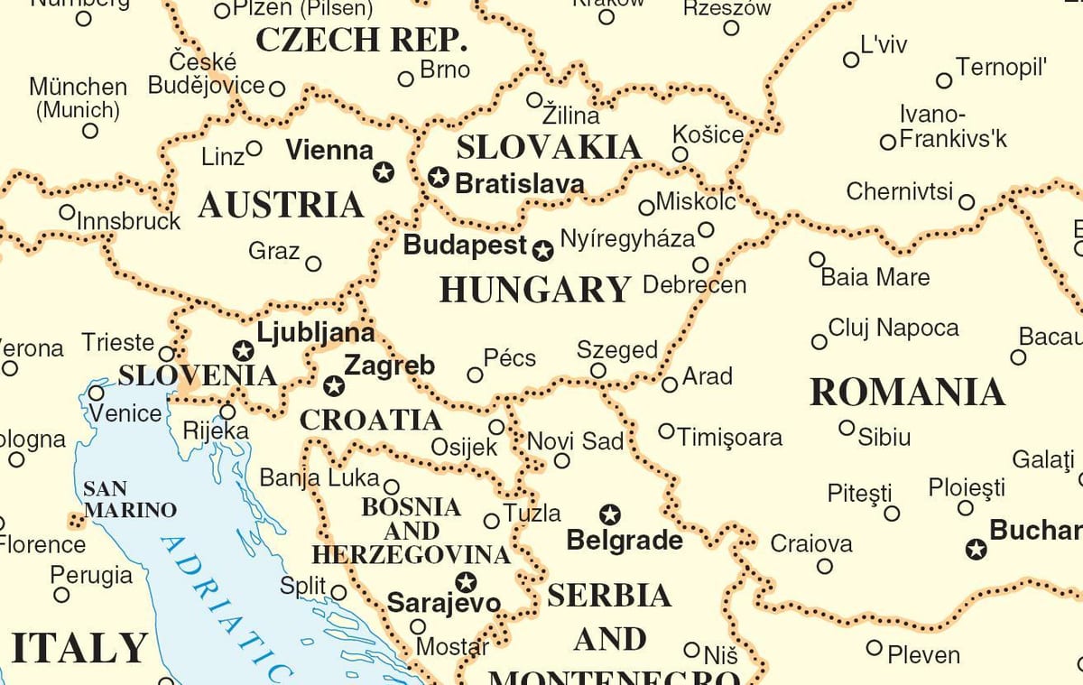 mapa Eslováquia países vizinhos