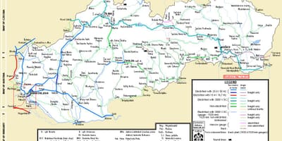 Eslováquia trem mapa
