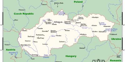 Mapa da Eslováquia, com cidades