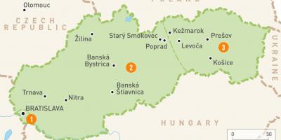 Mapa da Eslováquia regiões