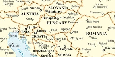 Mapa Eslováquia países vizinhos