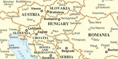 Mapa Eslováquia países vizinhos